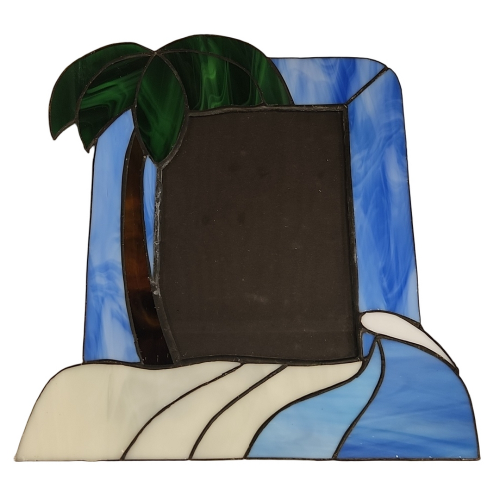 Hand-made Stained Glass Palm Tree Picture frame